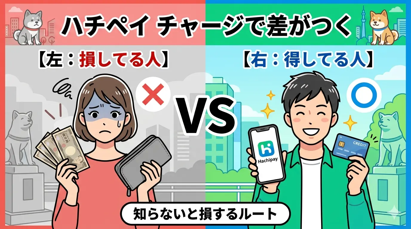 ハチペイのチャージ方法で差がつくイメージ