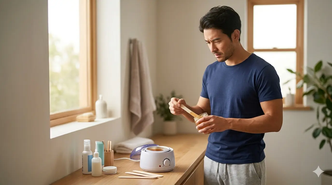 ワックス脱毛を行おうとしている男性
